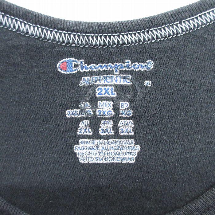 Champion XL/古着 チャンピオン champion タンクトップ メンズ ワンポイントロゴ 大きいサイズ クルーネック 黒 ブラック 25jul25 中古 - 画像 (2)