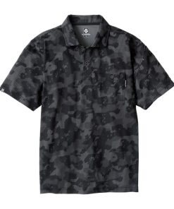 ICE冷感 半袖ポロシャツ (チャコールカモ/4L) ユニセックス 男女兼用 MAXDRY 冷感 メッシュ 吸汗速乾 接触冷感 Xライン UVカット