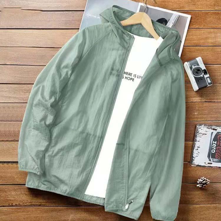 2枚セット UVカット パーカー メンズ 接触冷感 ウインドブレーカー 長袖 サマージャケット ブルゾン アウター ジャケット ジャンパー 薄手 紫外