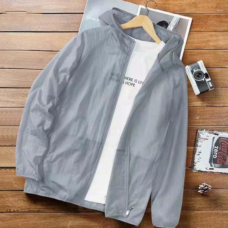 2枚セット UVカット パーカー メンズ 接触冷感 ウインドブレーカー 長袖 サマージャケット ブルゾン アウター ジャケット ジャンパー 薄手 紫外 - 画像 (2)