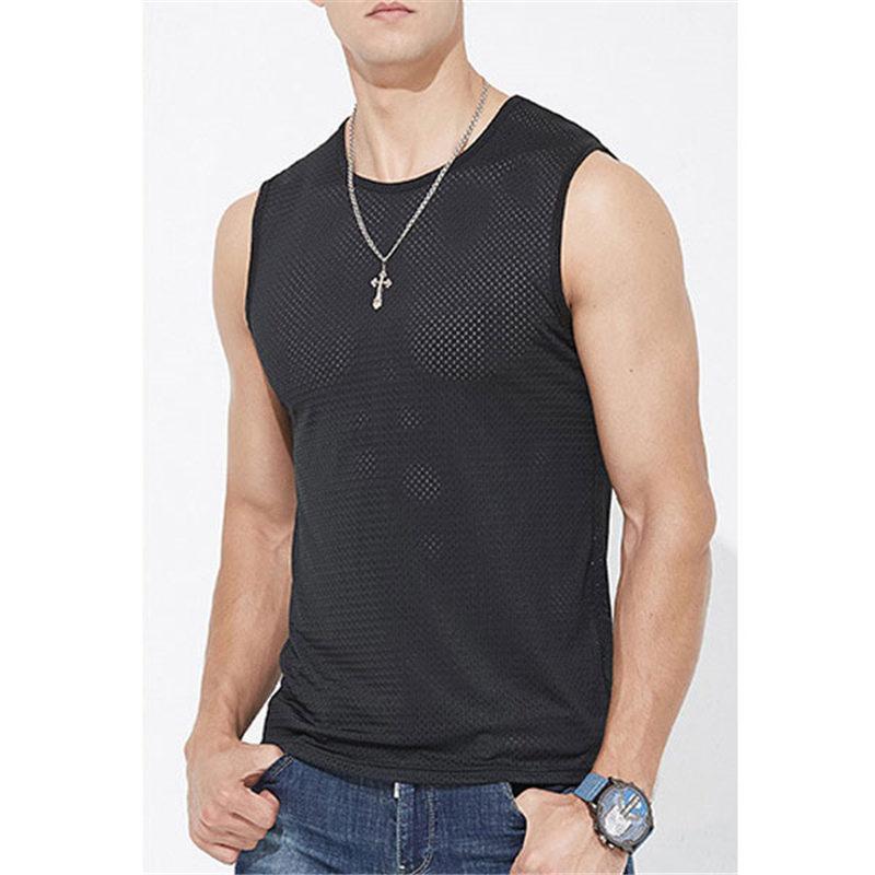 タンクトップ ノースリーブ メンズ トレーニングウェア 通気性 おしゃれ 伸縮 吸水 速乾 フィットネス 筋トレ スポーツウェア 夏 運動 無地 - 画像 (3)