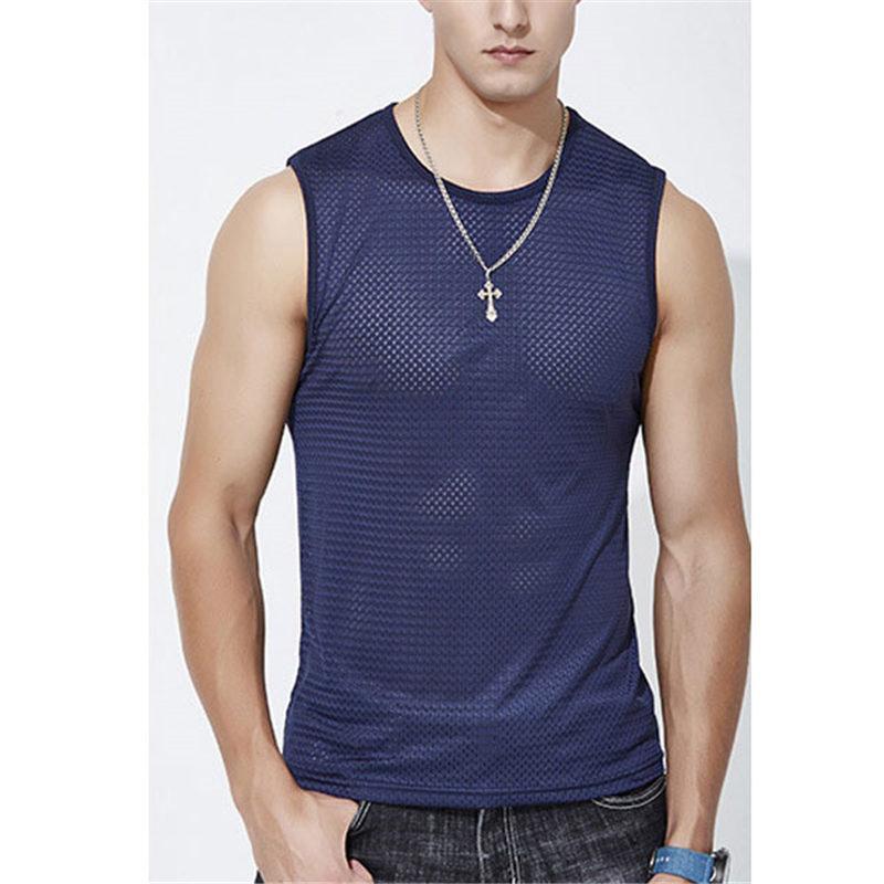 タンクトップ ノースリーブ メンズ トレーニングウェア 通気性 おしゃれ 伸縮 吸水 速乾 フィットネス 筋トレ スポーツウェア 夏 運動 無地 - 画像 (4)