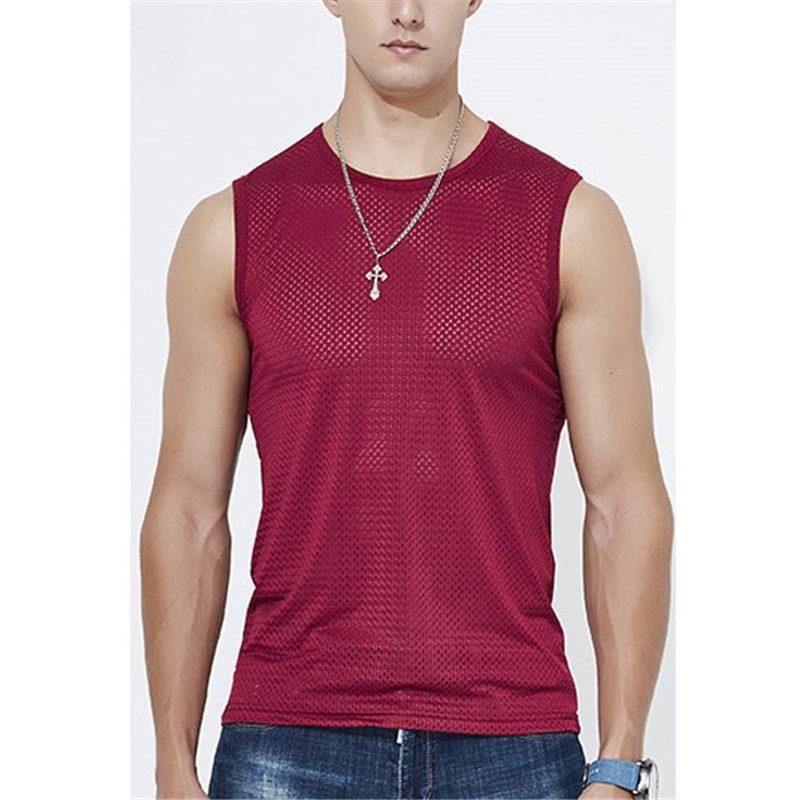 タンクトップ ノースリーブ メンズ トレーニングウェア 通気性 おしゃれ 伸縮 吸水 速乾 フィットネス 筋トレ スポーツウェア 夏 運動 無地 - 画像 (5)