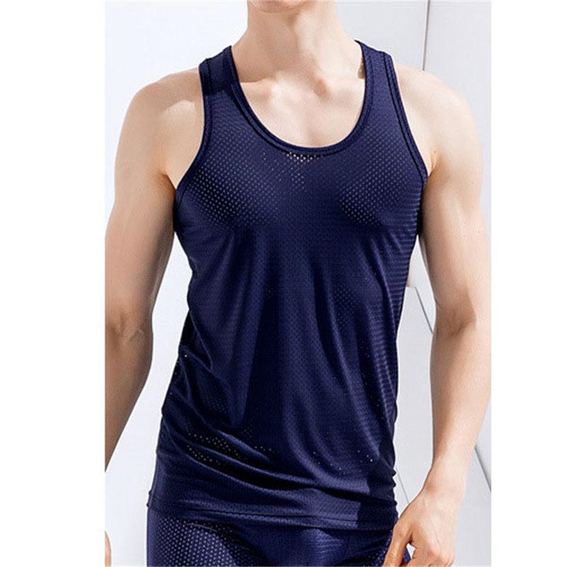 タンクトップ ノースリーブ メンズ トレーニングウェア 通気性 おしゃれ 伸縮 吸水 速乾 フィットネス 筋トレ スポーツウェア 夏 運動 無地 - 画像 (8)