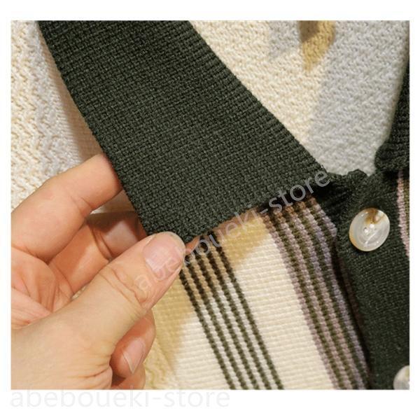 カーディガン メンズ ニットウェア セーター スタイリッシュ ストライプ柄 折り襟 羽織り アウター 秋物 カジュアル 上品 通勤 レトロ シンプル - 画像 (3)