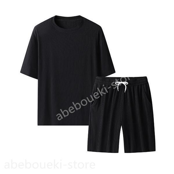ジャージ メンズ 上下セット 2点セット セットアップ 半袖 ショートパンツ ハーフパンツ おしゃれ 夏物 吸汗速乾 薄手 無地 スポーツ 快適 - 画像 (4)