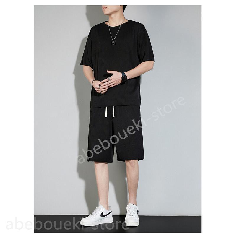 ジャージ メンズ 上下セット 2点セット セットアップ 半袖 ショートパンツ ハーフパンツ おしゃれ 夏物 吸汗速乾 薄手 無地 スポーツ 快適 - 画像 (7)