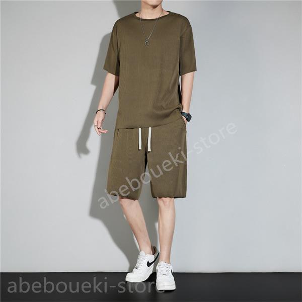 ジャージ メンズ 上下セット 2点セット セットアップ 半袖 ショートパンツ ハーフパンツ おしゃれ 夏物 吸汗速乾 薄手 無地 スポーツ 快適 - 画像 (8)