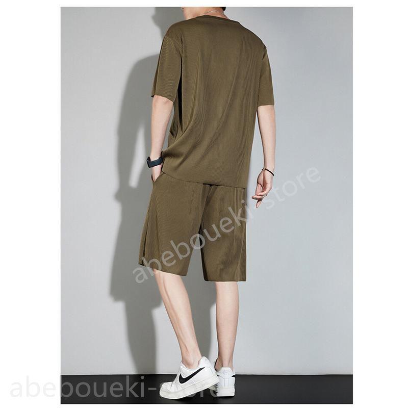 ジャージ メンズ 上下セット 2点セット セットアップ 半袖 ショートパンツ ハーフパンツ おしゃれ 夏物 吸汗速乾 薄手 無地 スポーツ 快適 - 画像 (9)