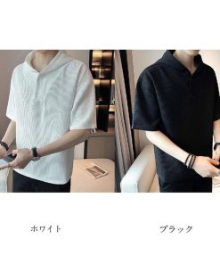 パーカー メンズ 夏用 薄手 ビッグシルエット ゆったり 半袖 Tシャツ 春夏 重ね着 レイヤード スポーツ プルオーバー 大きいサイズ フード付き