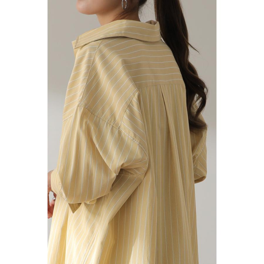 HUG.U シャツ レディース トップス ストライプ 長袖 羽織 チュニック ストライプシャツ オーバーサイズ - 画像 (8)