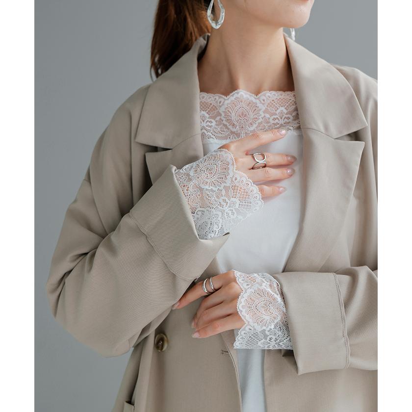 HUG.U トップス レディース インナー レース 長袖 レイヤード カットソー Vネック きれいめ - 画像 (3)