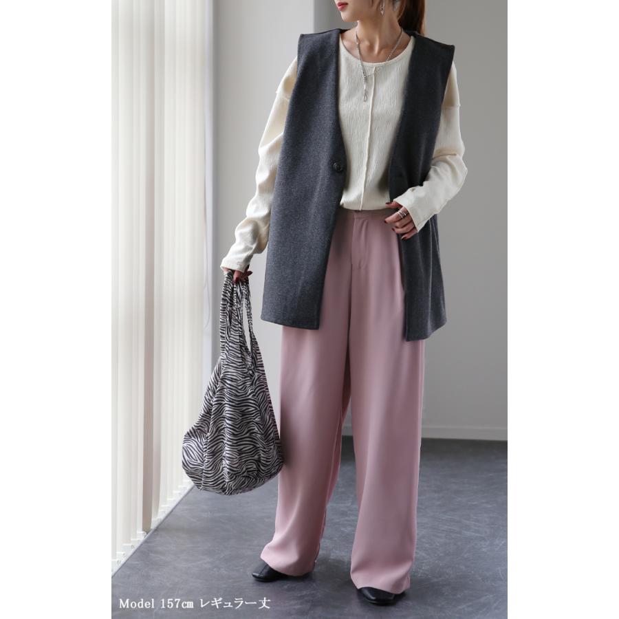 HUG.U パンツ レディース ワイドパンツ スラックス ワイド ロング カラーパンツ ゴム きれいめ ボトムス - 画像 (5)