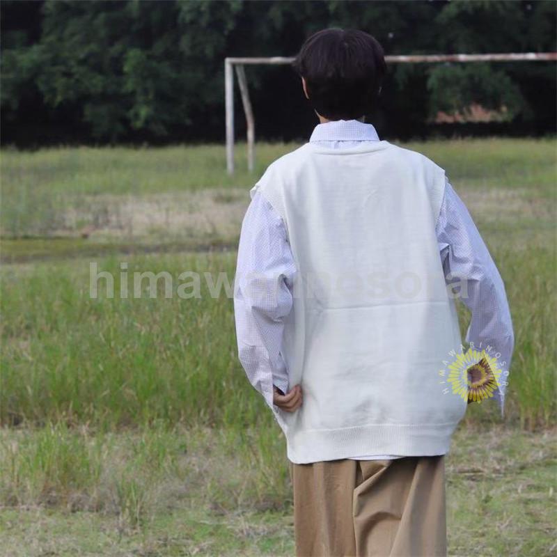 ニットベスト メンズ Vネック ボタン付き 細身 レイヤード 重ね着 カジュアル ビジネス 紳士服 秋服 チョッキ 前開き ノースリーブ 無地 通勤 通学 旅行 - 画像 (9)