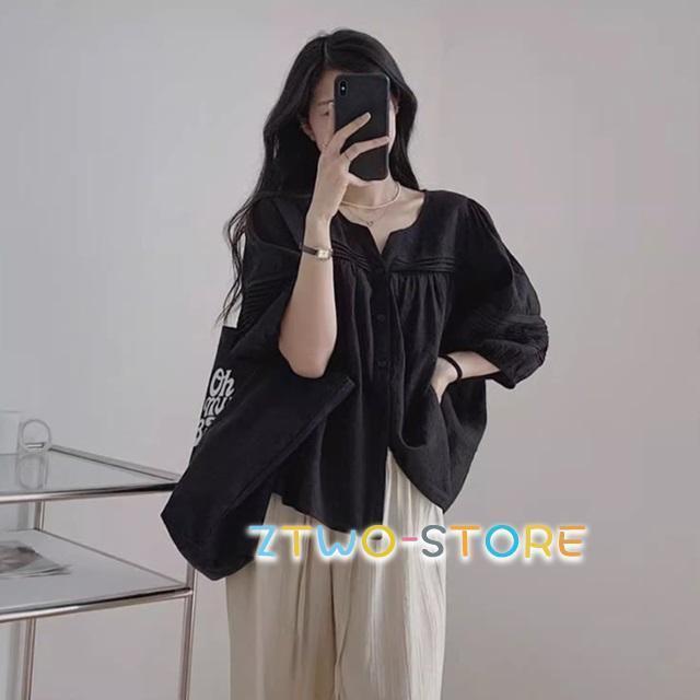 セットアップ レディース カジュアル 夏 大きいサイズ 上下セット シャツ ブラウス 五分袖 七分袖 パンツ 2点セット ゆったり - 画像 (5)