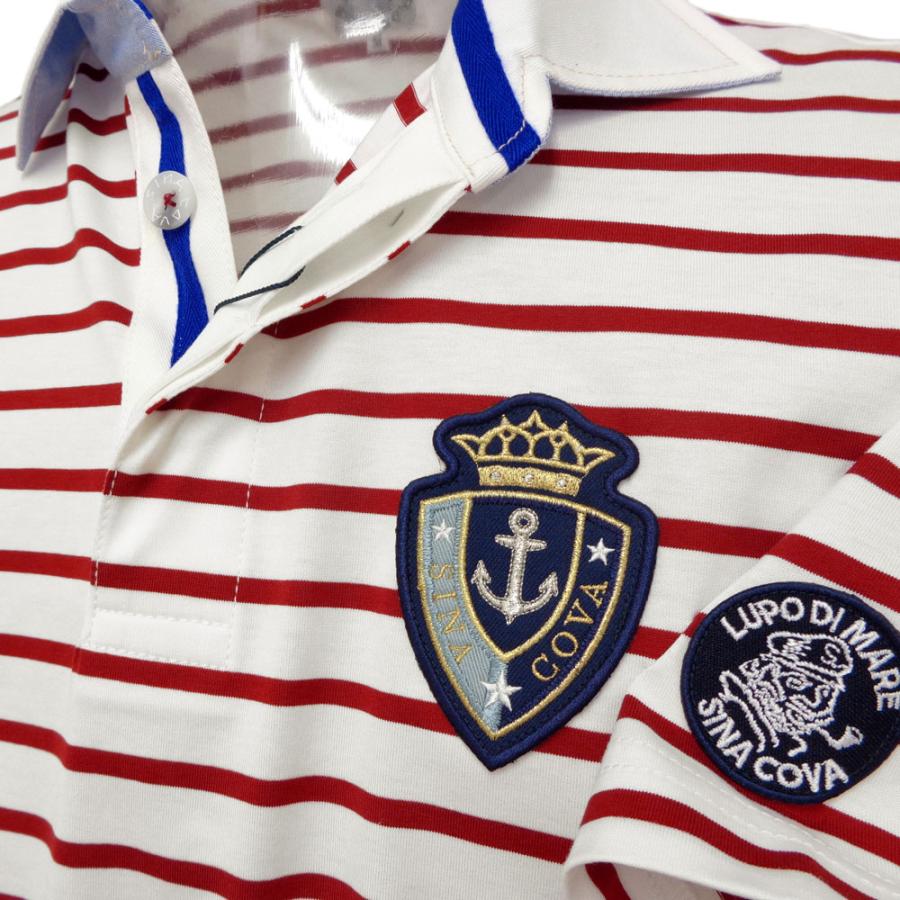 SINA COVA 40%OFF 春夏 シナコバ マリンボーダー半袖ラガーシャツ (アカ系) (M)(L)(LL) PS*0124110510960 - 画像 (2)