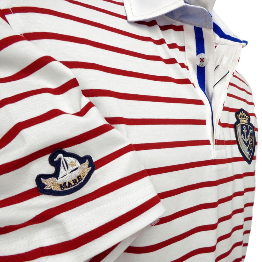 SINA COVA 40%OFF 春夏 シナコバ マリンボーダー半袖ラガーシャツ (アカ系) (M)(L)(LL) PS*0124110510960 - 画像 (3)