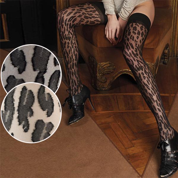 イタリア インポート ガーターストッキング TRASPARENZE MALVASIA アニマル柄ガーターストッキング 2色 - 画像 (2)