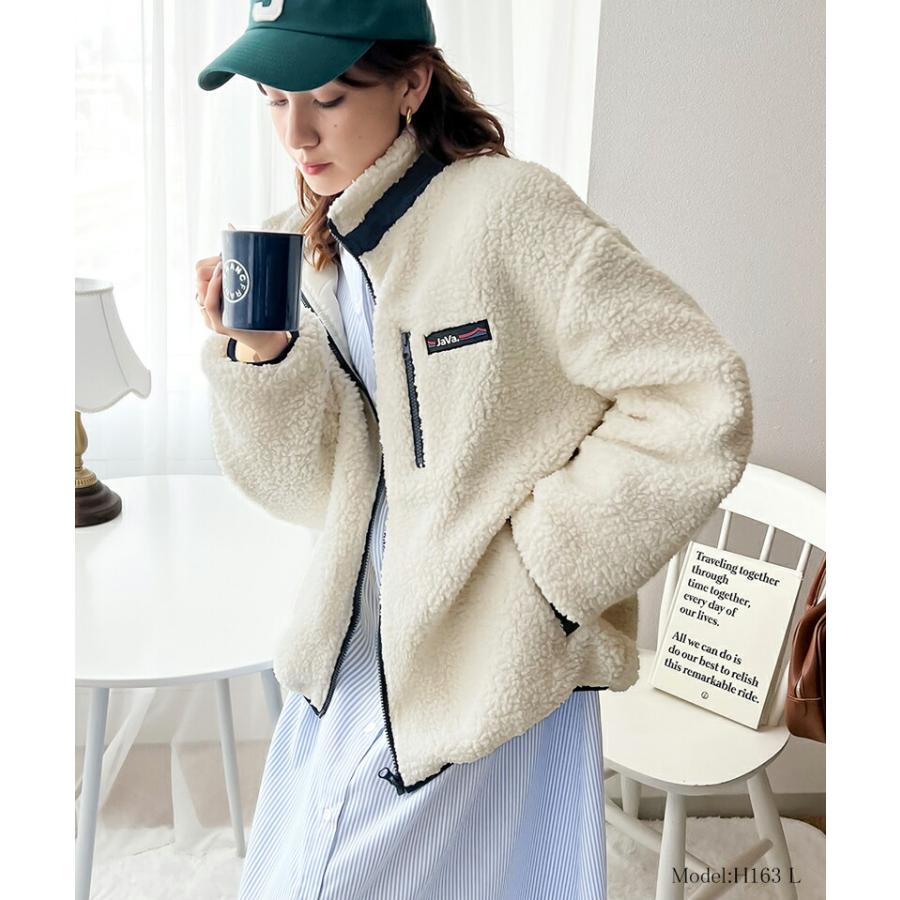 classicalelf 《java ジャバコラボ》アウター トップス レディース レトロ スポーツ ワッペン付き 配色 ボア ブルゾン 男女兼用 ユニセックス 長袖 - 画像 (7)