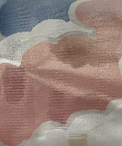 名古屋帯 優品 雲文 箔 灰白 正絹 中古