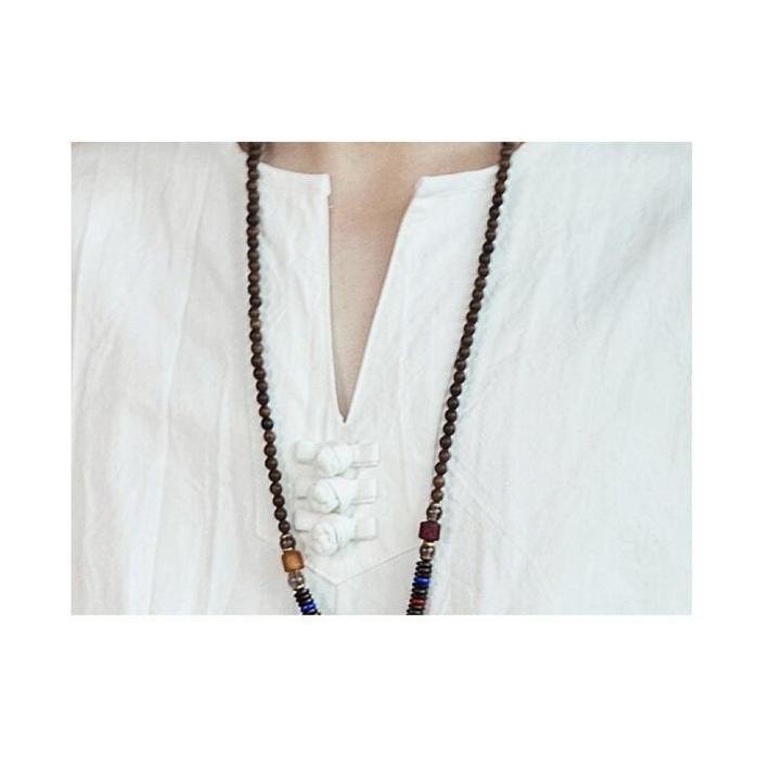 【特価】綿麻上下セット セットアップ リネン メンズ ワイドパンツ サルエルパンツ 上下 ルームウェア 半袖 薄手 Tシャツ パンツ 部屋着 - 画像 (2)