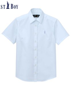 EASTBOY イーストボーイ シャツ ブラウス 女子 半袖 サックス ピンク 刺繍 スクールシャツ カッター yシャツ 制服 学生 eastboy 205101