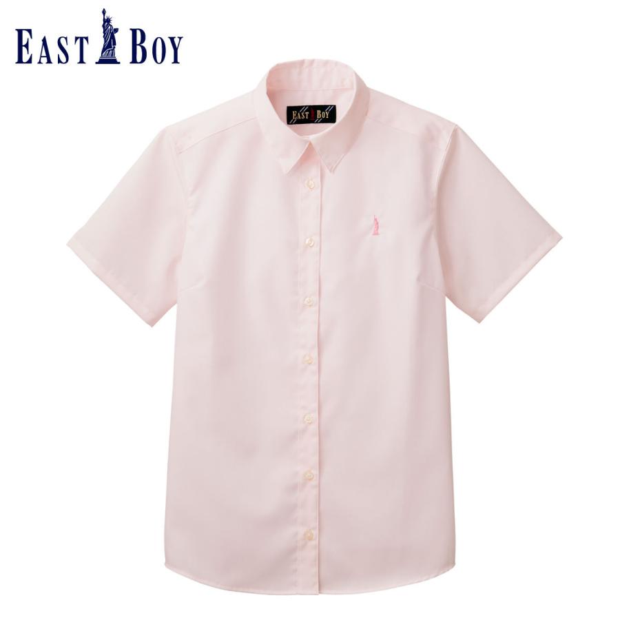 EASTBOY イーストボーイ シャツ ブラウス 女子 半袖 サックス ピンク 刺繍 スクールシャツ カッター yシャツ 制服 学生 eastboy 205101 - 画像 (2)