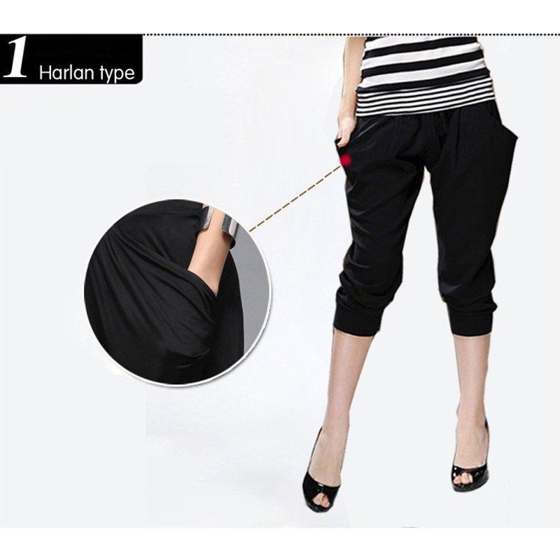 サルエルパンツ レディース 七分丈 九分丈 パンツ 女性用 ゆったり 体型カバー カジュアル クロップドパンツ スウェット 春 夏 秋 ダンス ヨガ - 画像 (4)