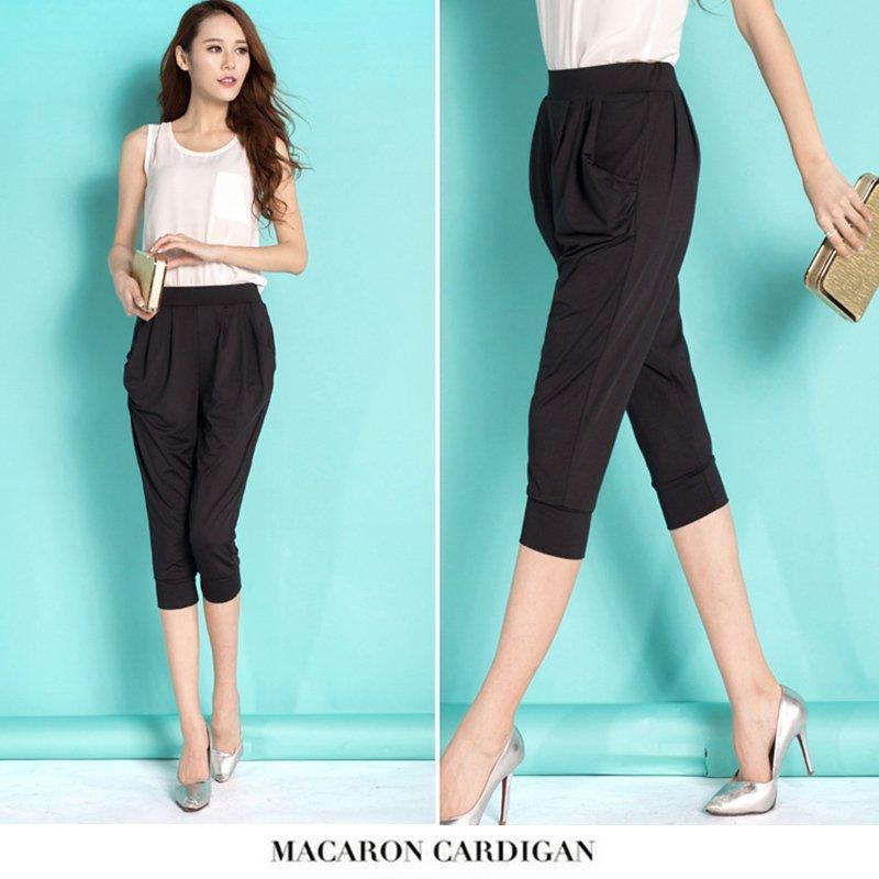 サルエルパンツ レディース 七分丈 九分丈 パンツ 女性用 ゆったり 体型カバー カジュアル クロップドパンツ スウェット 春 夏 秋 ダンス ヨガ - 画像 (7)