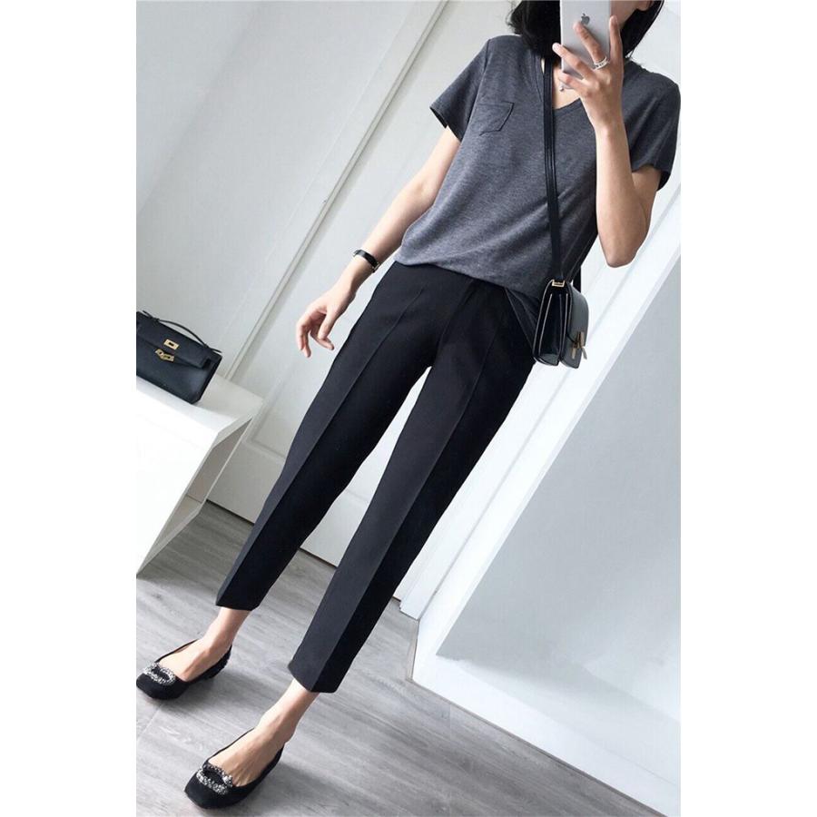 KAREI ●15%OFFクーポンで1,683円送料無料●テーパードパンツ 9分丈 スラックス オフィスカジュアル レディース ボトムス 無地 お仕事パンツ 通勤 バイト用 - 画像 (6)