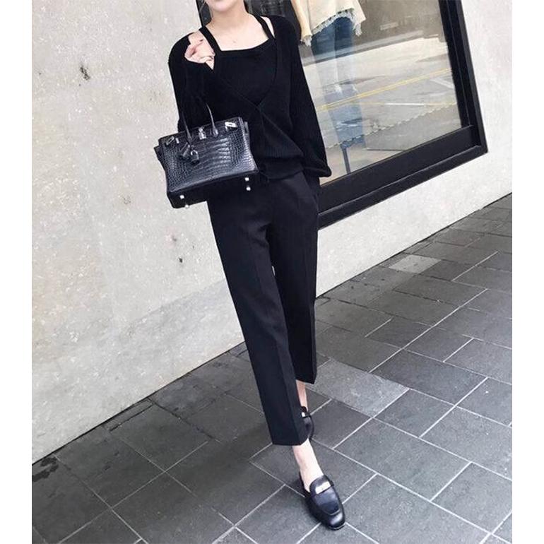 KAREI ●15%OFFクーポンで1,683円送料無料●テーパードパンツ 9分丈 スラックス オフィスカジュアル レディース ボトムス 無地 お仕事パンツ 通勤 バイト用 - 画像 (7)