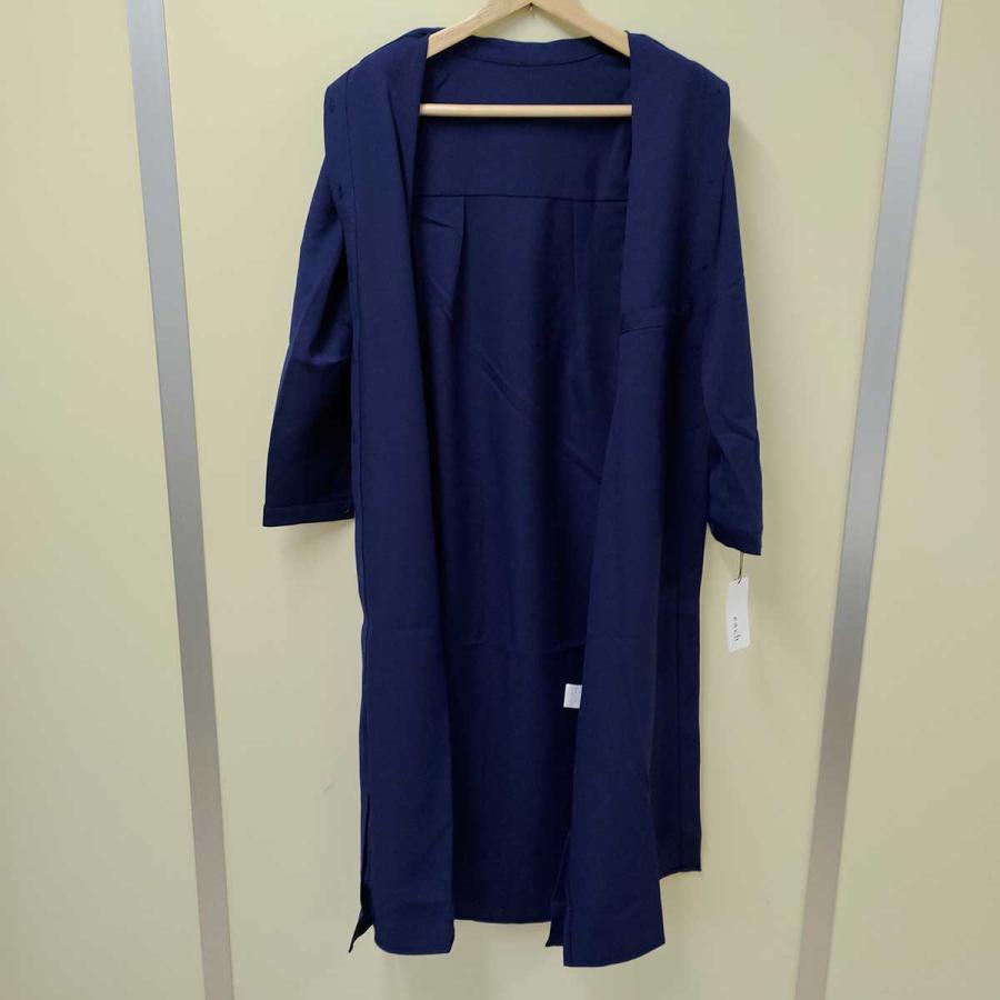 【中古・未使用品】BONJOUR SAGAN each ウエストリボンシャツワンピース フロントリボン ネイビー レディース ボンジュールサガン