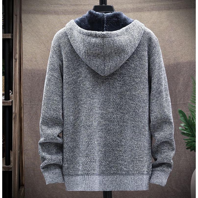 パーカー 長袖 メンズ アウター ジップアップ 裏起毛 裏ボア 厚手 モコモコ 紐付きフード 男性用 上着 羽織り 大きいサイズあり ファスナー 防寒 - 画像 (2)