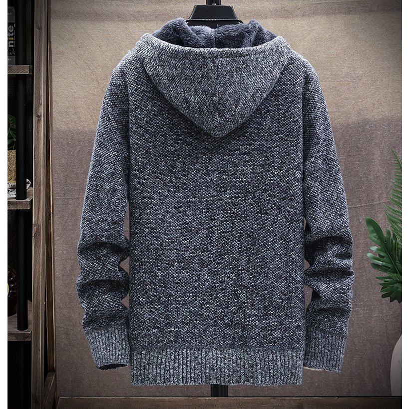 パーカー 長袖 メンズ アウター ジップアップ 裏起毛 裏ボア 厚手 モコモコ 紐付きフード 男性用 上着 羽織り 大きいサイズあり ファスナー 防寒 - 画像 (9)