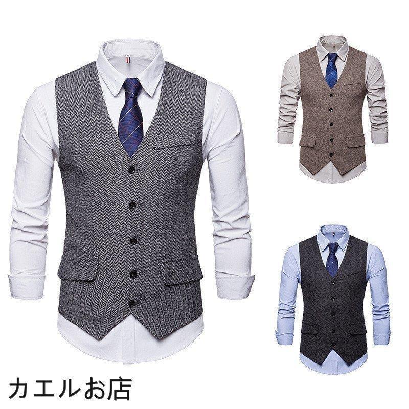 ジレ メンズ ジレメンズ スーツ テーラード フォーマル ビジネス チョッキ ノースリーブ スタイリッシュ 新作 - 画像 (2)