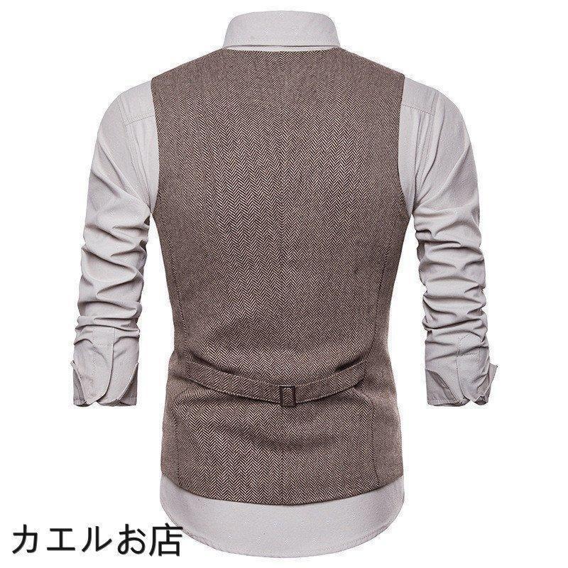 ジレ メンズ ジレメンズ スーツ テーラード フォーマル ビジネス チョッキ ノースリーブ スタイリッシュ 新作 - 画像 (5)