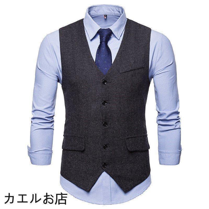 ジレ メンズ ジレメンズ スーツ テーラード フォーマル ビジネス チョッキ ノースリーブ スタイリッシュ 新作 - 画像 (8)