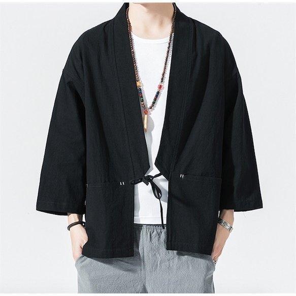 シャツ 羽織 メンズ 着物 カーディガン 9分袖 ス 男性用甚平浴衣風 ジャケット はおり カジュアブラウス 夏 父の日全店2点 - 画像 (5)