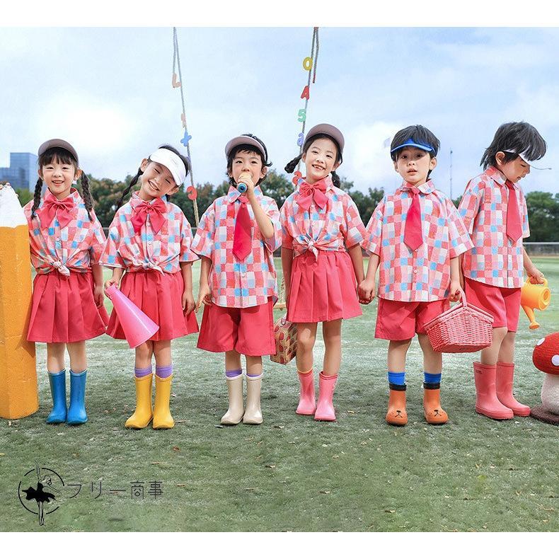 バラ色 韓国 キッズダンス衣装 セットアップ 半袖シャツ 短パン スカート 女の子 男の子 ステージ衣装 子供服 ヒップホップ 可愛い ダンスウェア 団体 演出服 派