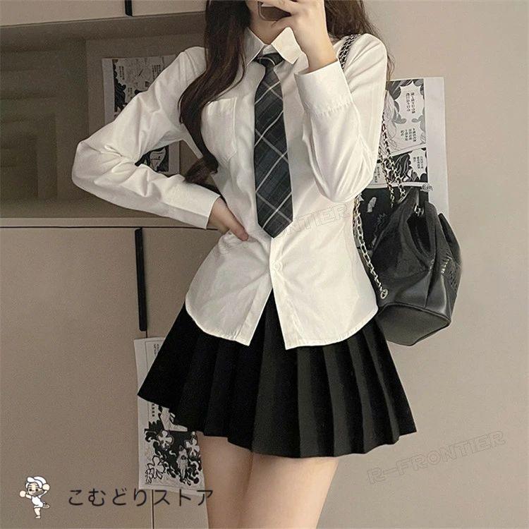 卒業式 スーツ 女の子 白シャツ 韓国 卒服 ブラウス 制服 ネクタイ 入学式 シャツ 小学校女子 高校生 フォーマルシャツ キッズ 子供フォーマル 大きいサイ - 画像 (2)