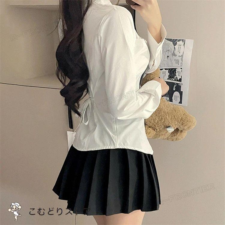 卒業式 スーツ 女の子 白シャツ 韓国 卒服 ブラウス 制服 ネクタイ 入学式 シャツ 小学校女子 高校生 フォーマルシャツ キッズ 子供フォーマル 大きいサイ - 画像 (3)