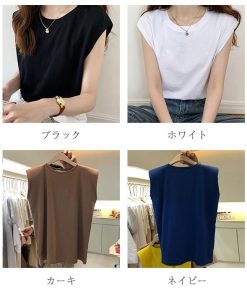 【在庫一掃2点目400円】フレンチスリーブ Tシャツ レディース トップス カットソー ノースリーブ インナー ゆったり 大きいサイズ 無地 爆買