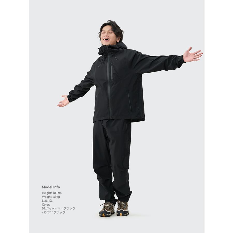 ACTLEIS レインウェア メンズ 上下 マウンテンパーカー ウィンドブレーカー マウンテンジャケット シェルジャケット レインジャケット セット 上下セット 防水 撥水 - 画像 (5)