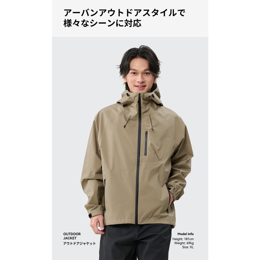 ACTLEIS レインウェア メンズ 上下 マウンテンパーカー ウィンドブレーカー マウンテンジャケット シェルジャケット レインジャケット セット 上下セット 防水 撥水 - 画像 (6)