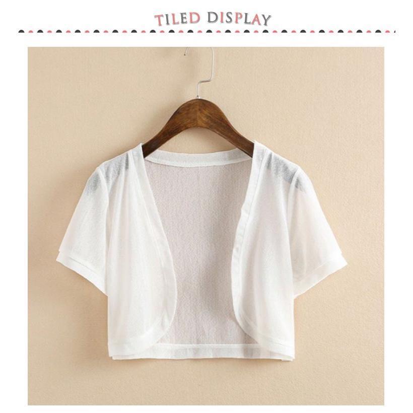 カーディガン 夏 レディース 薄手 サマーカーディガン ボレロ 半袖カーディガン シアー 日焼け防止 半袖 Vネック 紫外線対策 冷房対策 サマ - 画像 (7)