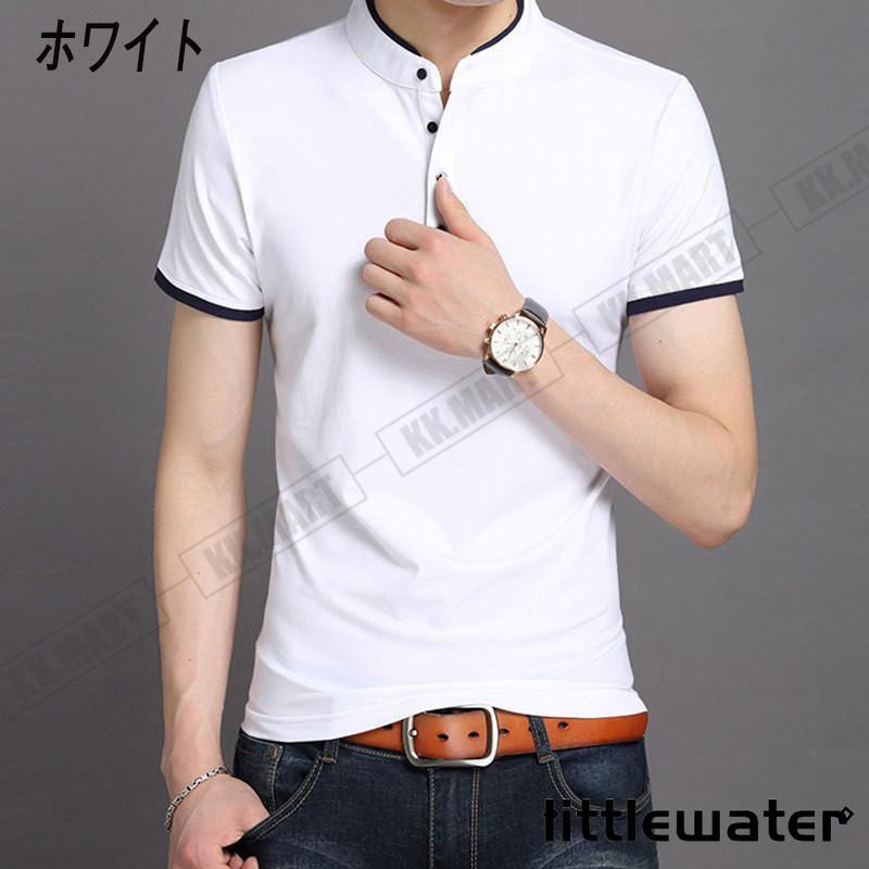 ポロシャツ メンズ 立ち襟 スリム ゴルフウェア ゴルフシャツ 半袖ポロシャツ ビジネス Tシャツ トップス スポーツ 紳士服 カジュアル - 画像 (2)