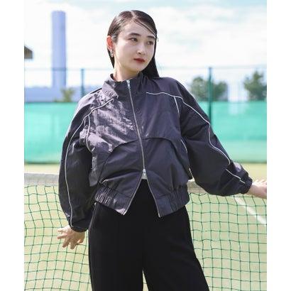 ボンジュールサガン BONJOUR SAGAN 配色パイピングナイロントラックジャケット (CHARCOAL-GRAY) - 画像 (3)