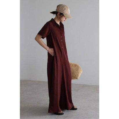 ボンジュールサガン BONJOUR SAGAN 襟付きハーフスリーブジャンプスーツ (DARK-WINE) - 画像 (2)