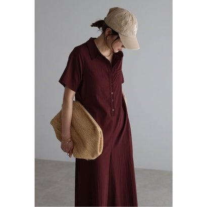 ボンジュールサガン BONJOUR SAGAN 襟付きハーフスリーブジャンプスーツ (DARK-WINE) - 画像 (4)