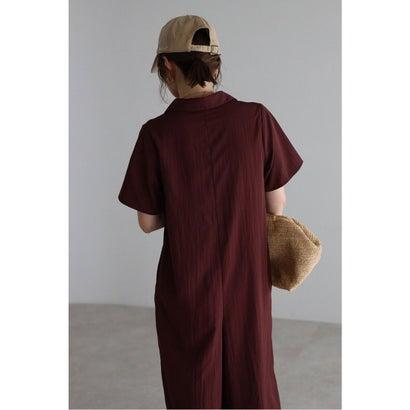 ボンジュールサガン BONJOUR SAGAN 襟付きハーフスリーブジャンプスーツ (DARK-WINE) - 画像 (5)